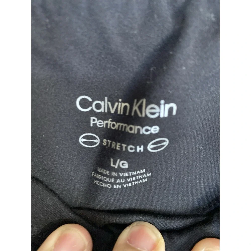 Calvin Klein Performance Womens Black Logo Biker Shorts High Waist Side Pocket L